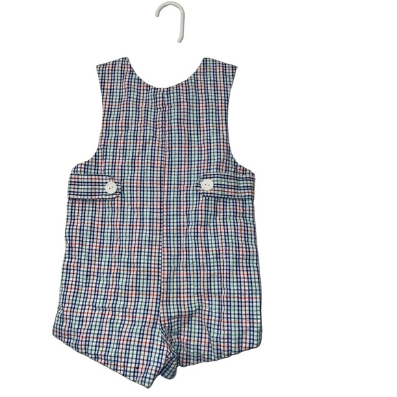 Vtg Samara Plaid Romper with Car tow truck Appliqué 2T multicolor - Picture 2 of 3